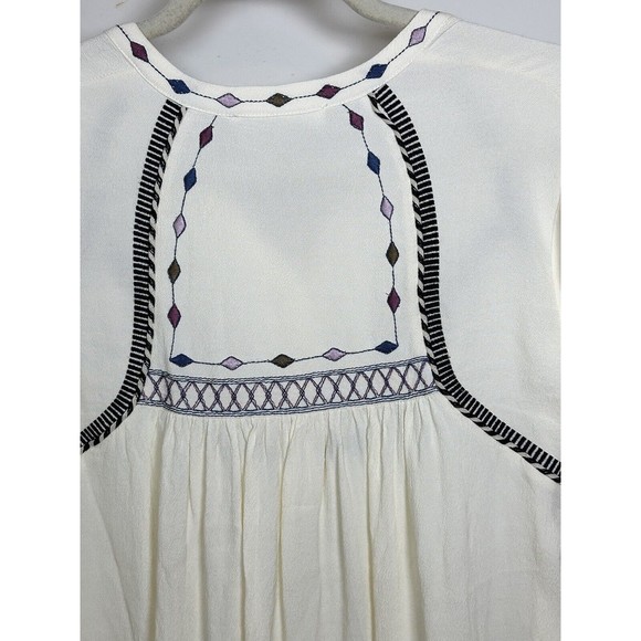 BA&SH PLUME EMBROIDERED Size 3/ Large Boho BLOUSE In Ecru Cream 3/4 Sleeve - Picture 10 of 10